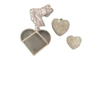 Sparkle Heart Brooch Charm Set Rhinestone Crystal Gem Pendant decor